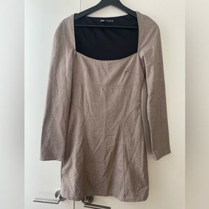 Zara square neck houndstooth mini dress